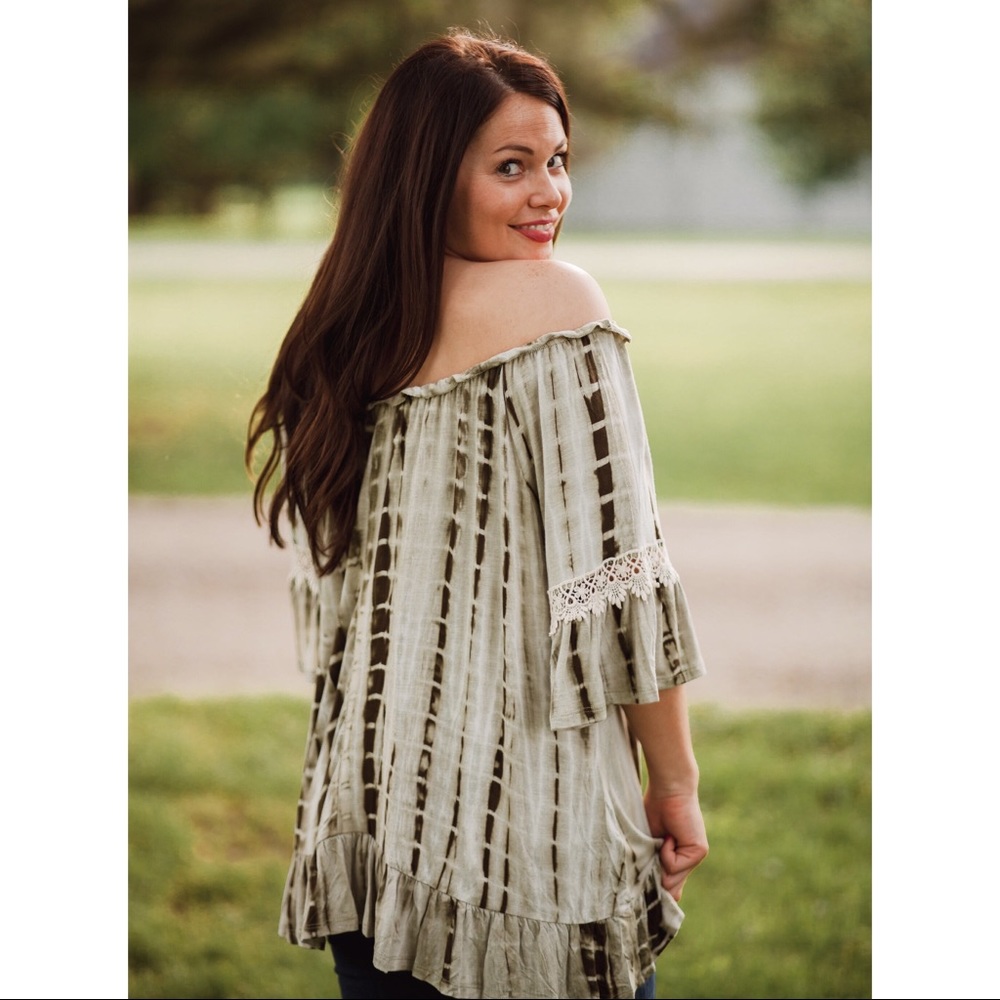 SOLD! Olive You 💚 Tie Dye Blouse